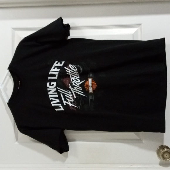 Harley-Davidson Black Short Sleeve Life Full Throttle Tee Shirt Mens Medium - Picture 2 of 6